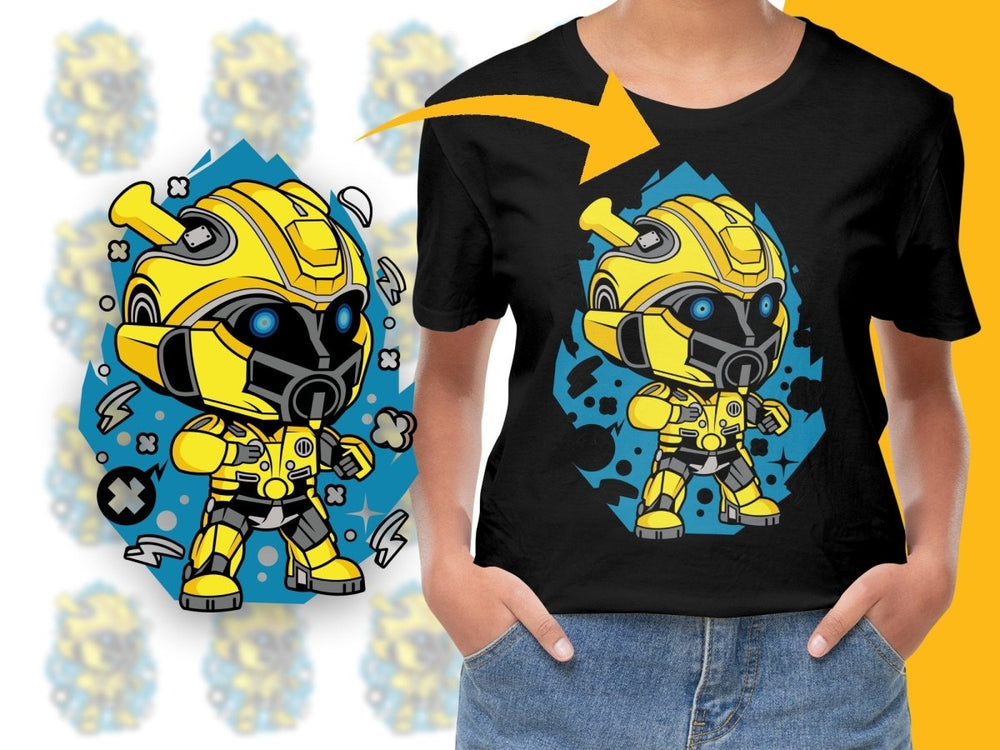 Popculture Robot Superhero in Yellow Armor PNG File - Teepew