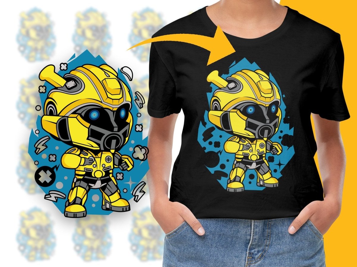 Popculture Robot Superhero in Yellow Armor PNG File - Teepew