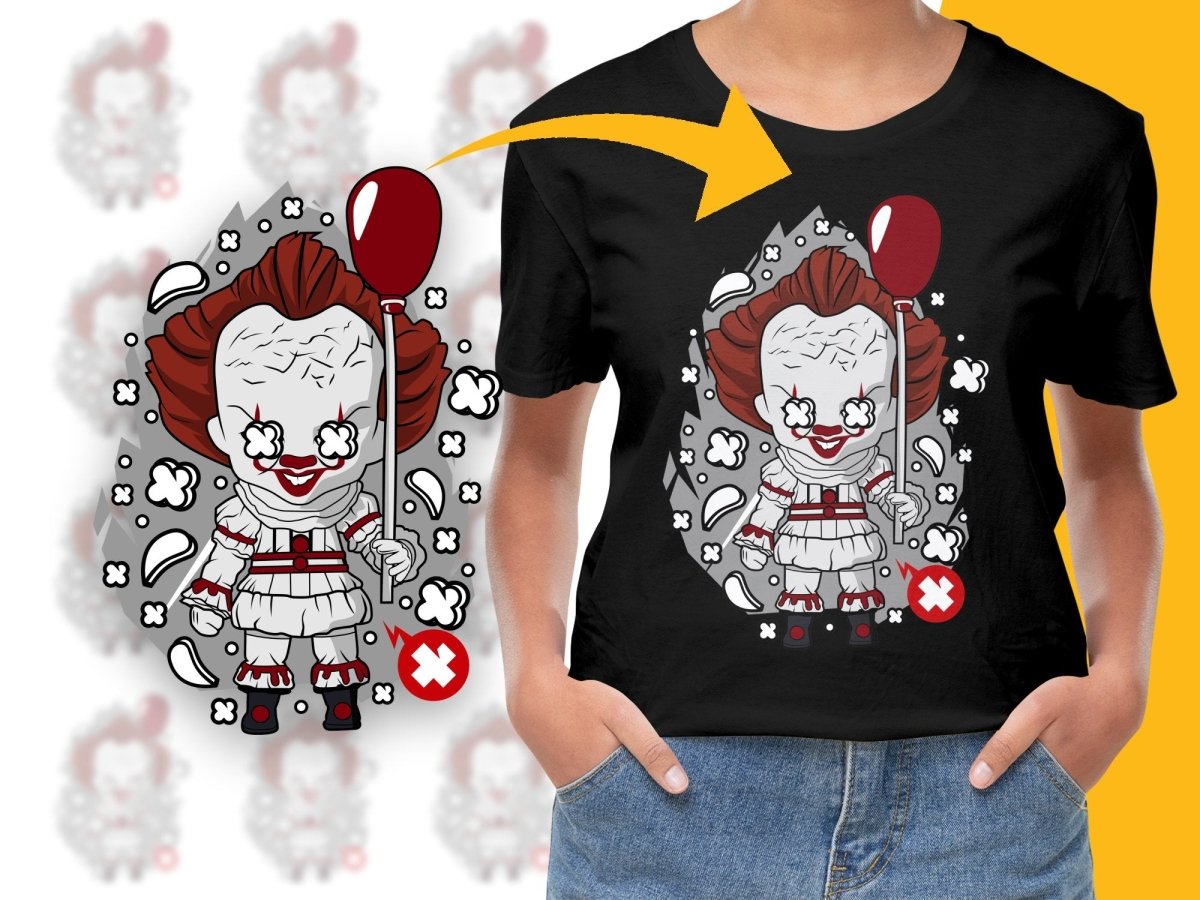 Popculture Spooky Clown Balloon Cute Cartoon Style PNG File - Teepew