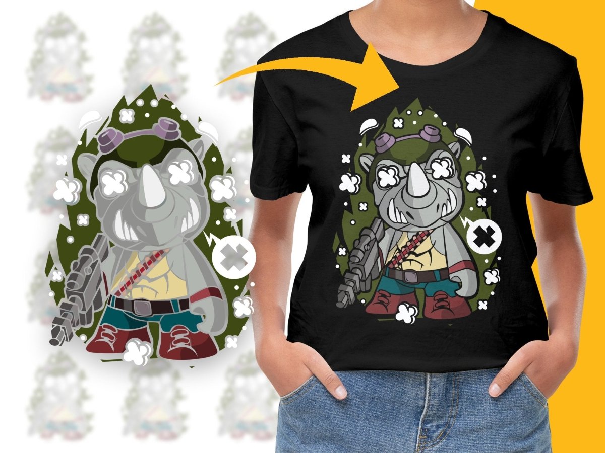 Popculture Stylish Cartoon Rhino Warrior PNG File - Teepew