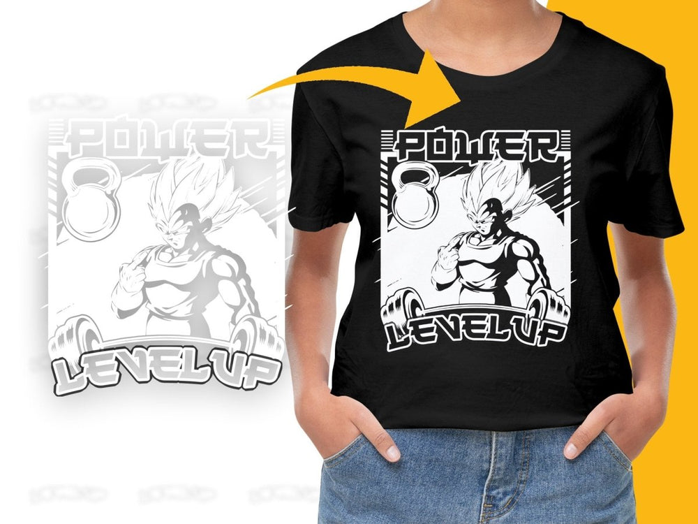Power Level Up Vegeta Workout Anime PNG File - Teepew
