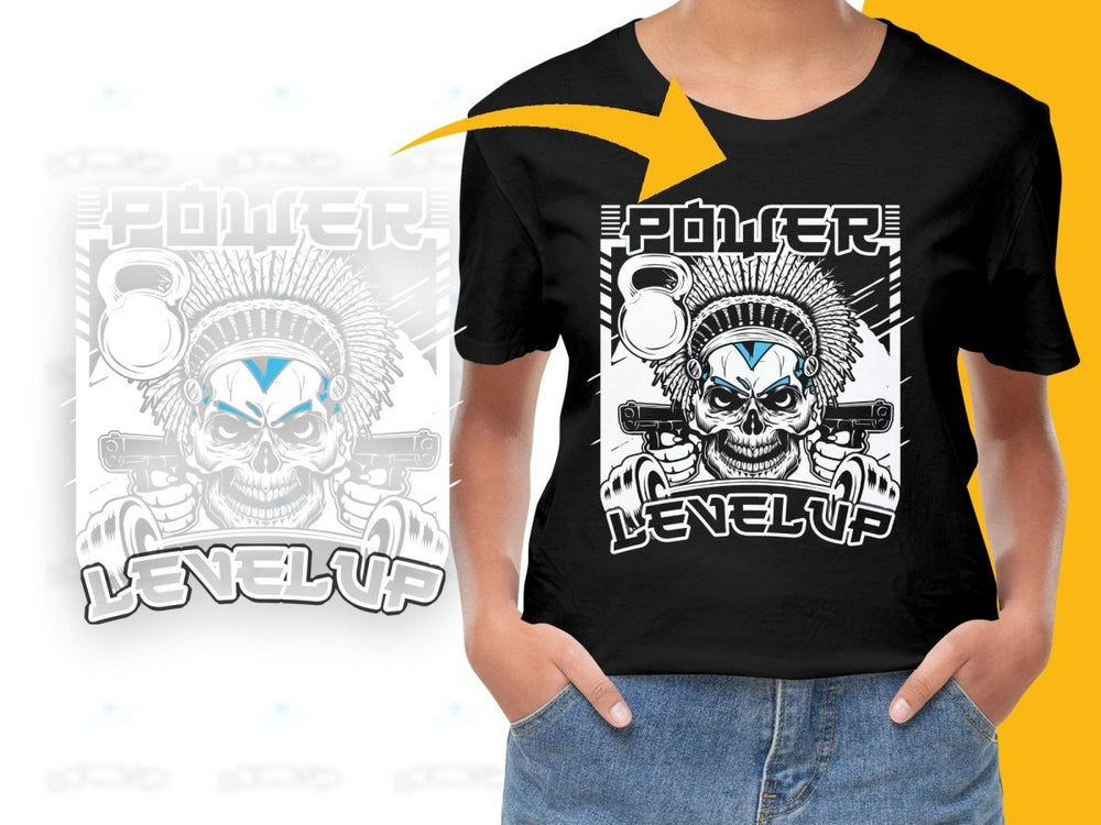 Power Up Skull Level Up Warrior Design PNG File - Teepew