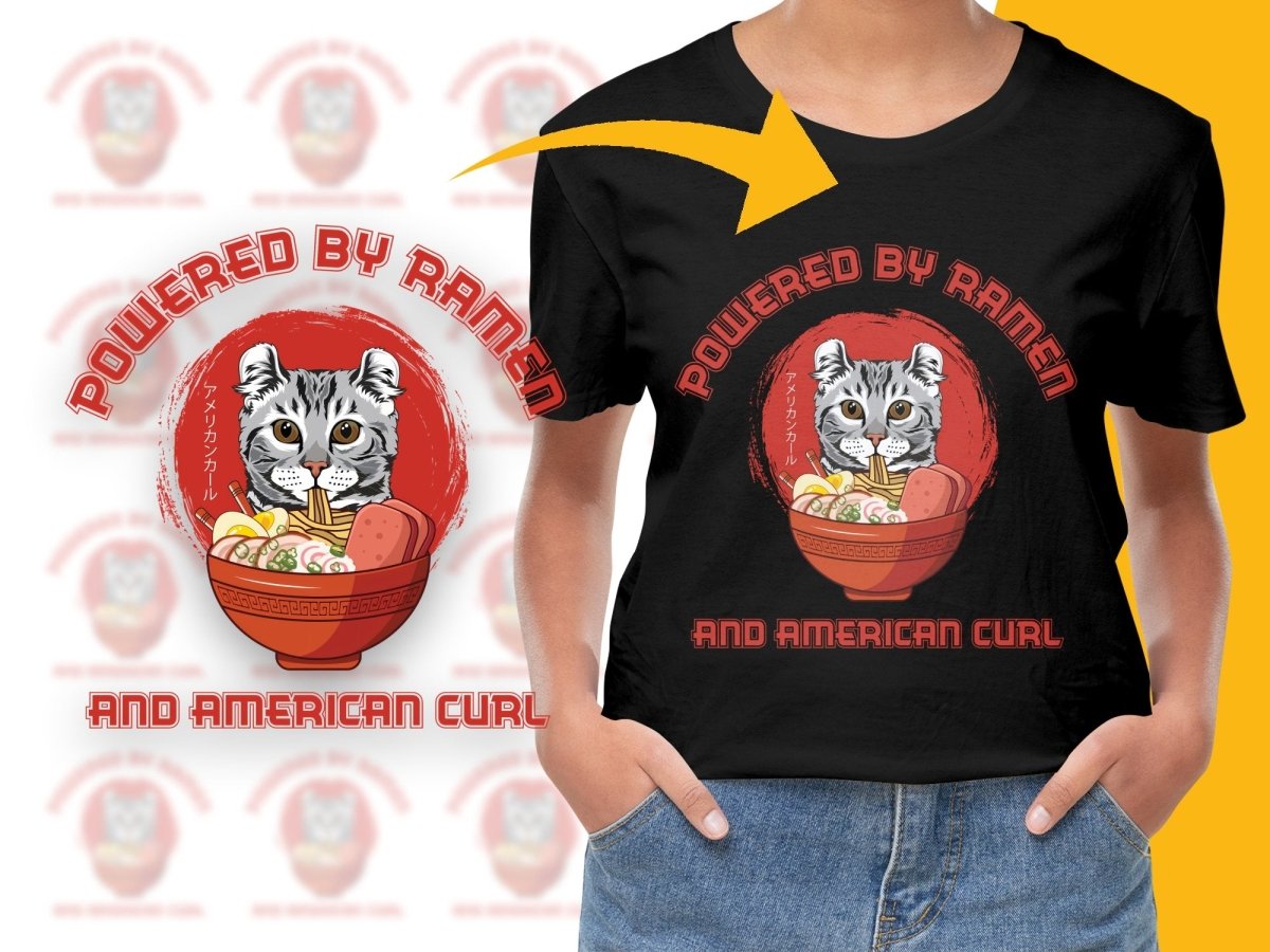 Powered by Ramen and American Curl PNG File - Teepew