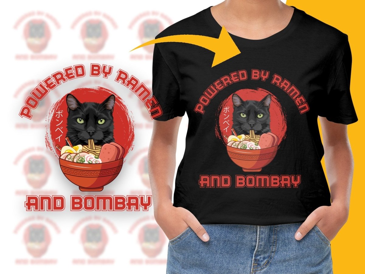 Powered By Ramen And Bombay Cat Graphic PNG File - Teepew
