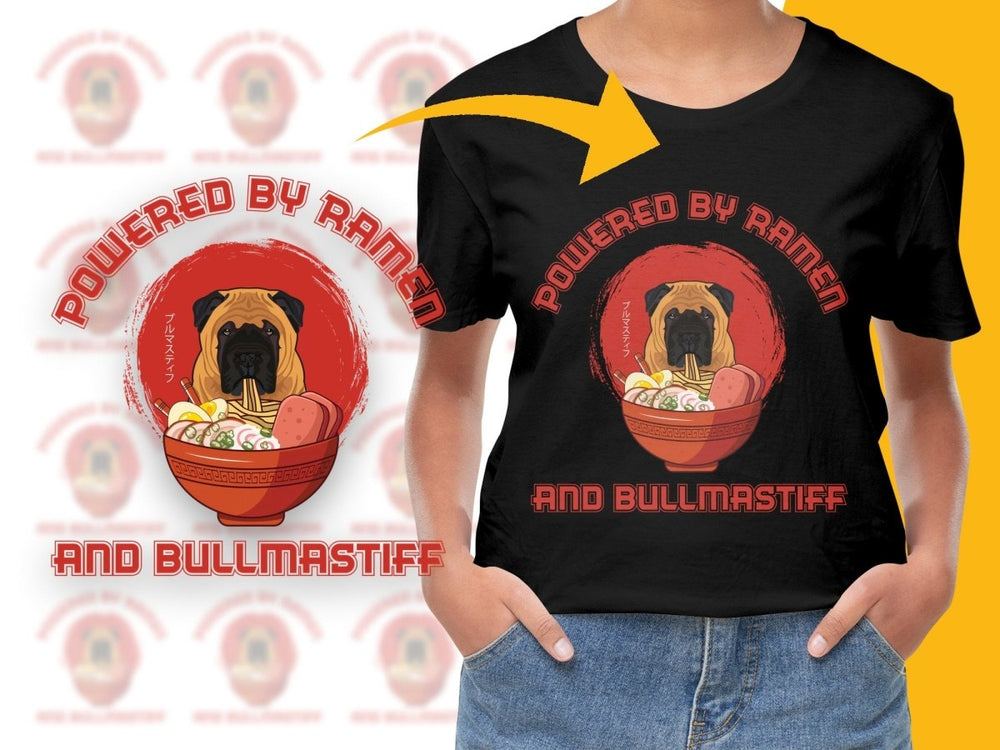 Powered by Ramen and Bullmastiff PNG File - Teepew