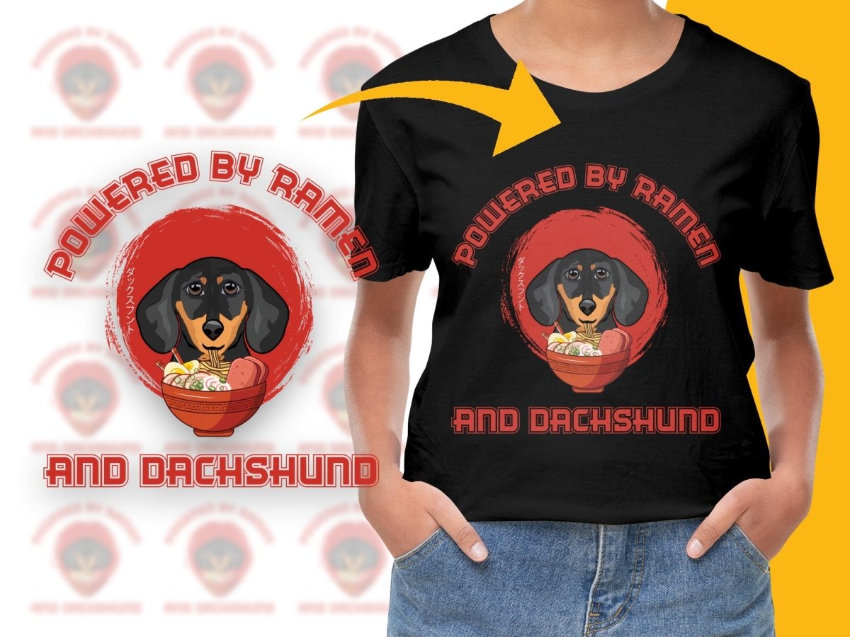 Powered By Ramen And Dachshund PNG File - Teepew