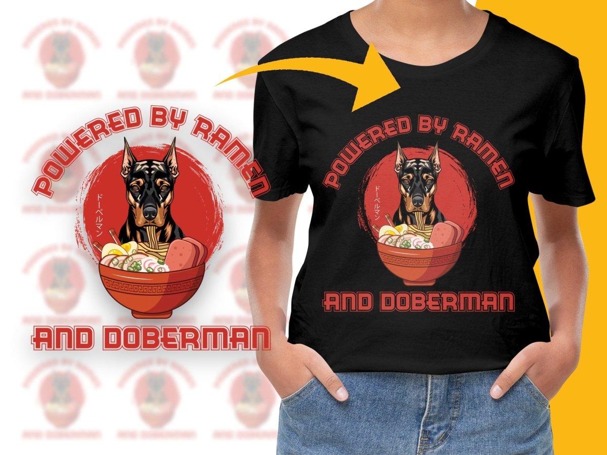 Powered by Ramen and Doberman PNG File - Teepew