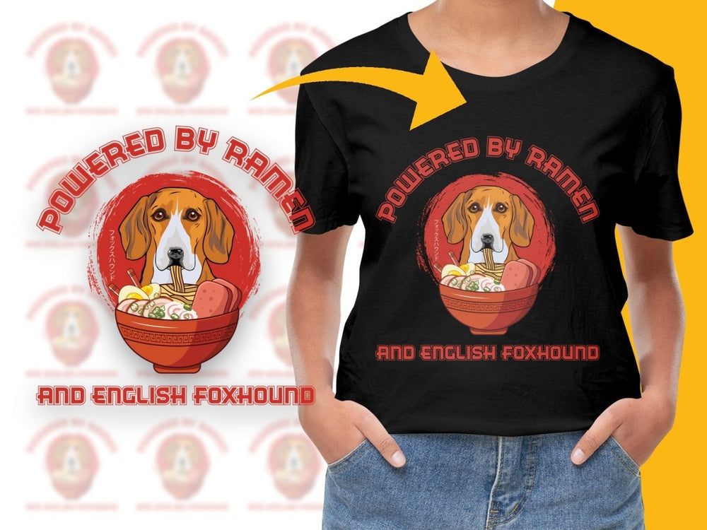 Powered By Ramen And English Foxhound PNG File - Teepew