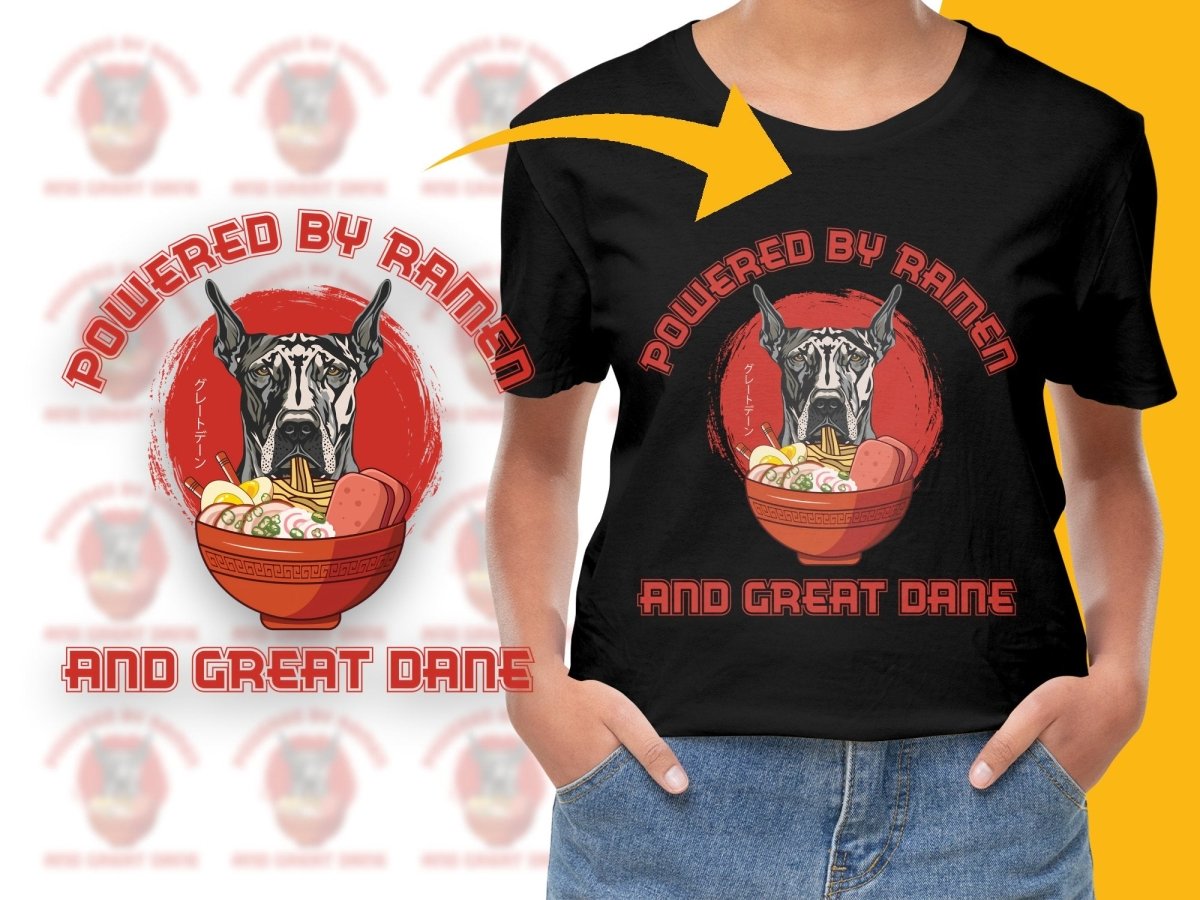 Powered By Ramen And Great Dane Graphic PNG File - Teepew