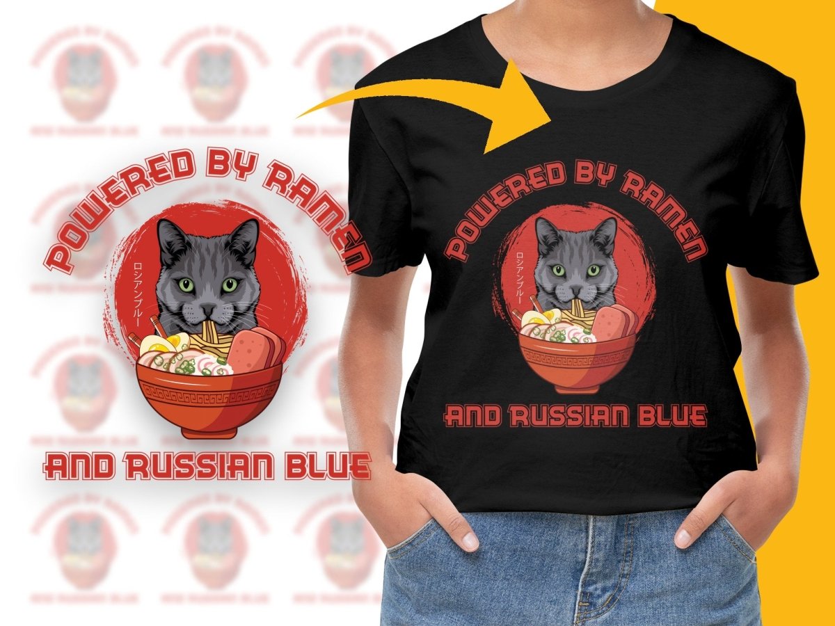 Powered by Ramen and Russian Blue PNG File - Teepew