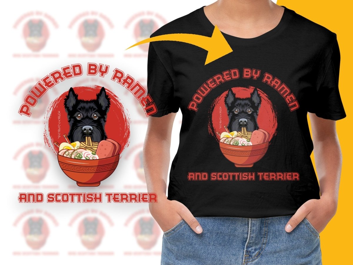 Powered By Ramen And Scottish Terrier Graphic PNG File - Teepew