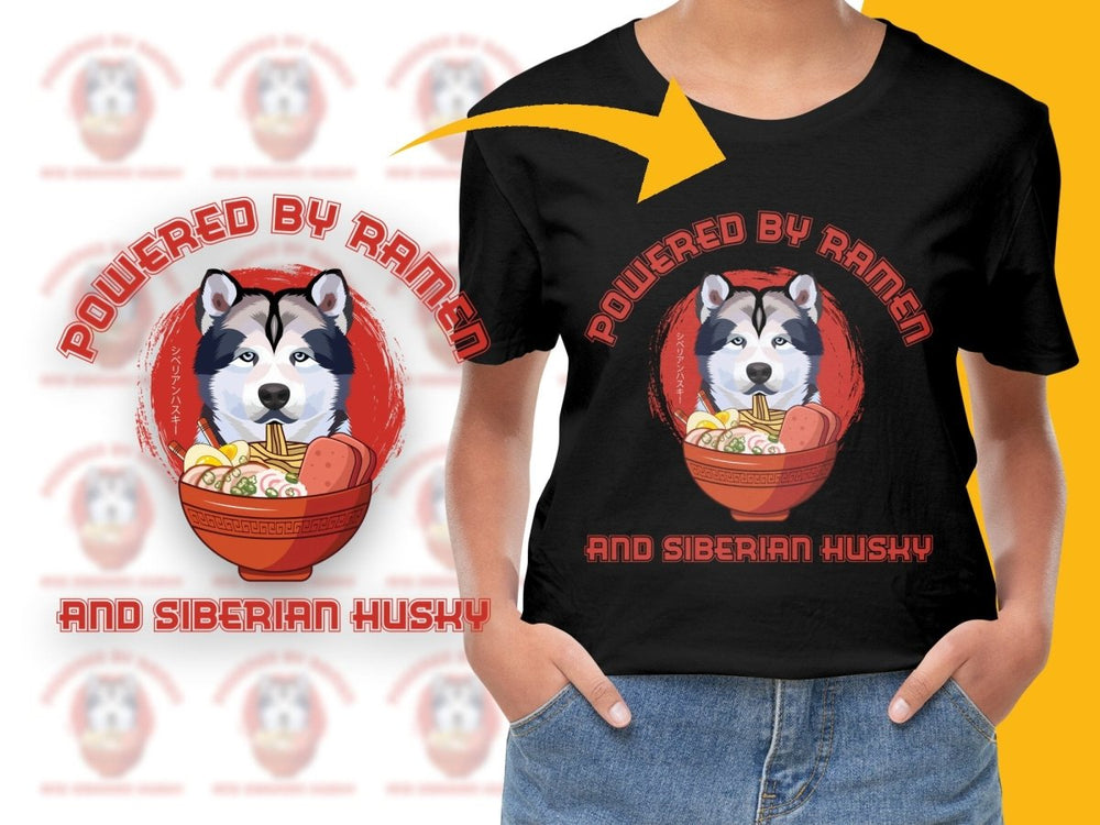 Powered by Ramen and Siberian Husky PNG File - Teepew