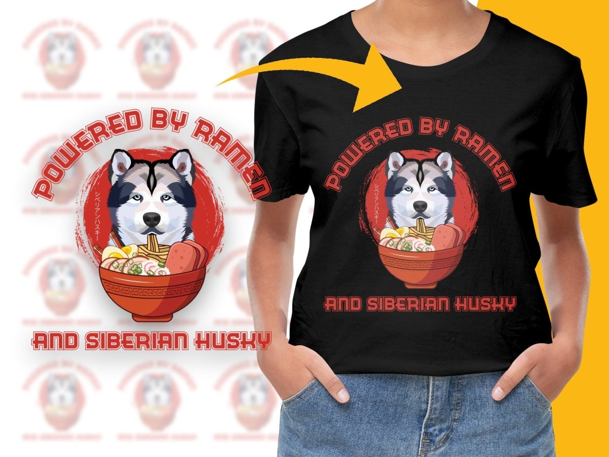 Powered by Ramen and Siberian Husky PNG File - Teepew