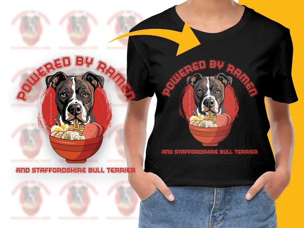 Powered By Ramen and Staffordshire Bull Terrier PNG File - Teepew