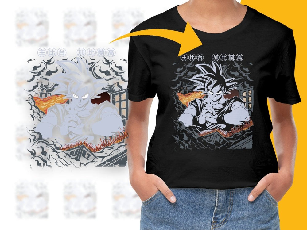 Powerful Stance Goku Illustration on Graphic PNG File - Teepew