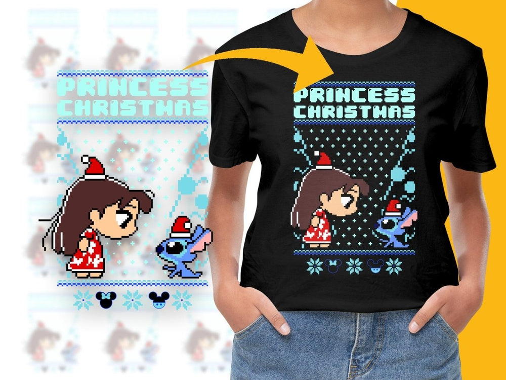 Princess Christmas PNG File with Stitch in Santa Hats - Teepew
