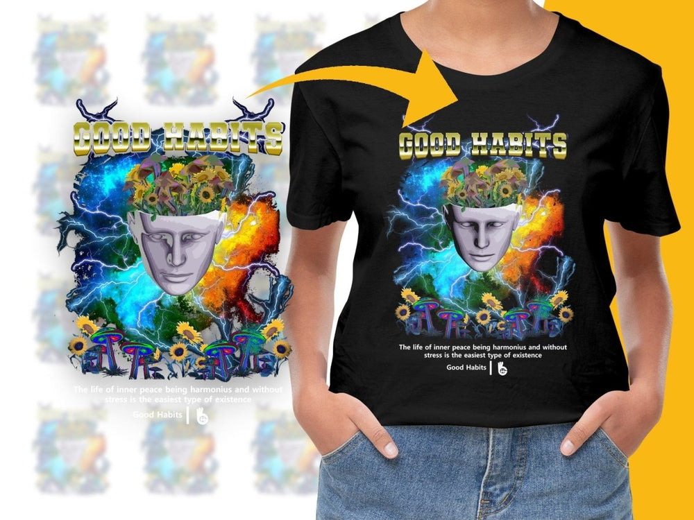 Psychedelic Good Habits Head Art Design Graphic PNG File - Teepew