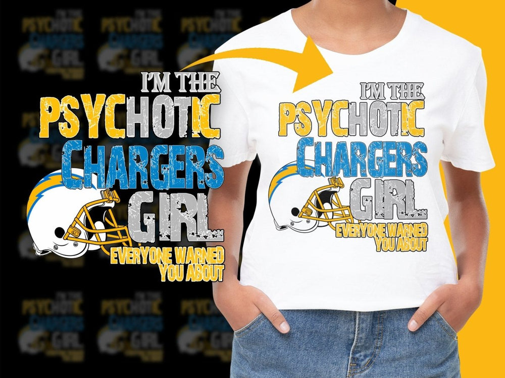 Psychotic Chargers Girl Graphic NFL PNG File - Teepew