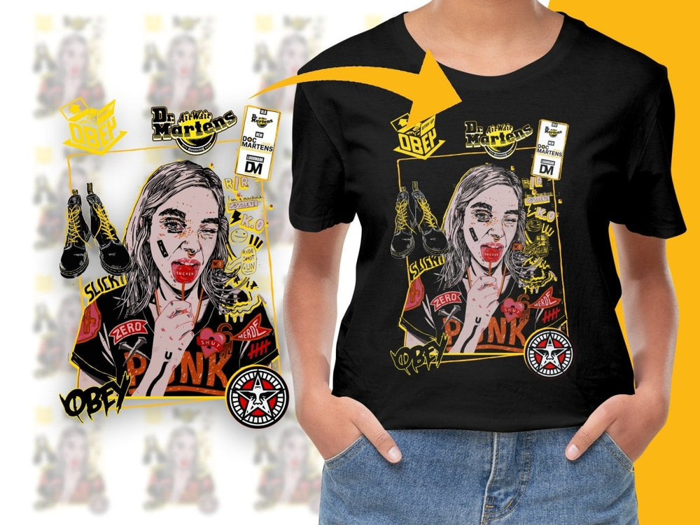 Punk Rock Girl Art with Doc Martens PNG File - Teepew