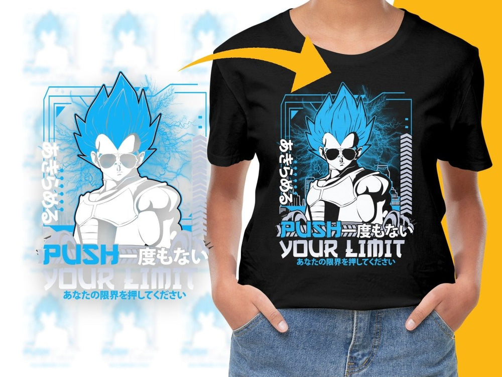 Push Your Limit Blue Anime Vegeta Graphic PNG File - Teepew