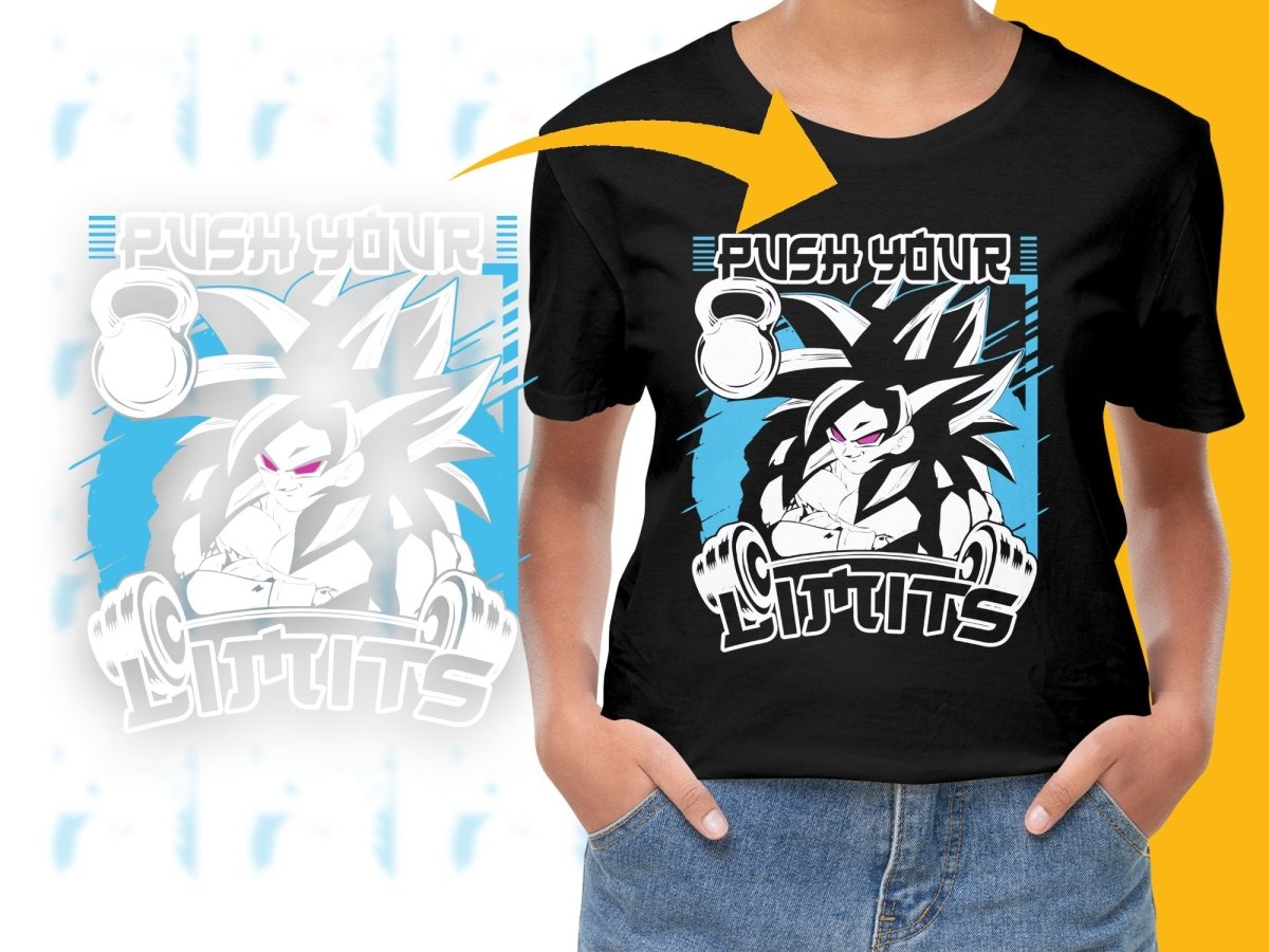Push Your Limits Bold Anime Goku Themed PNG File - Teepew