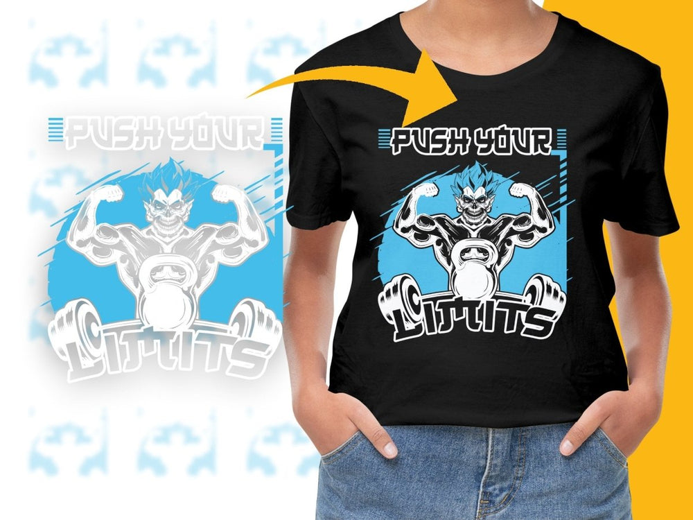 Push Your Limits Flexing Skull Anime Character PNG File - Teepew