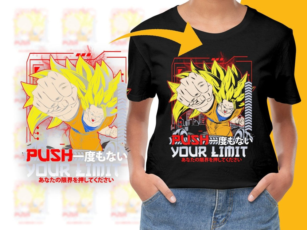 Push Your Limits Goku Anime Graphic Design PNG File - Teepew