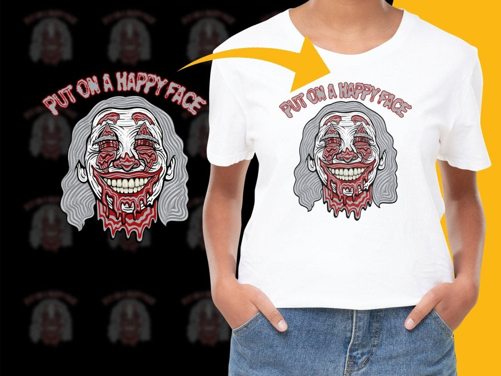 Put on a Happy Face Creepy Grinning Clown PNG File - Teepew