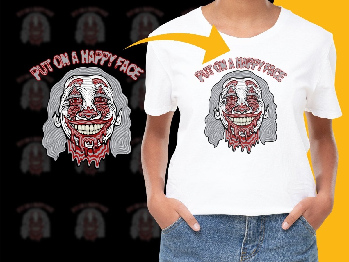 Put on a Happy Face Creepy Grinning Clown PNG File - Teepew