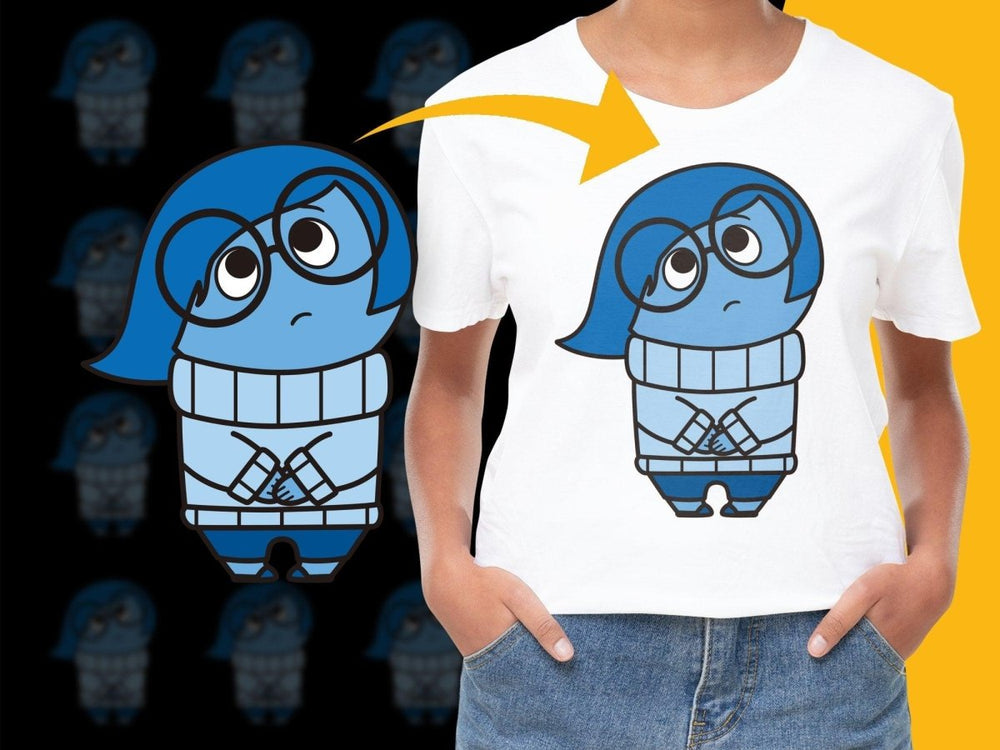 Quirky Blue Character with Glasses Printed PNG File - Teepew