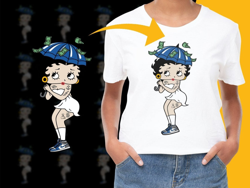 Quirky Retro Character Holding Umbrella PNG File - Teepew