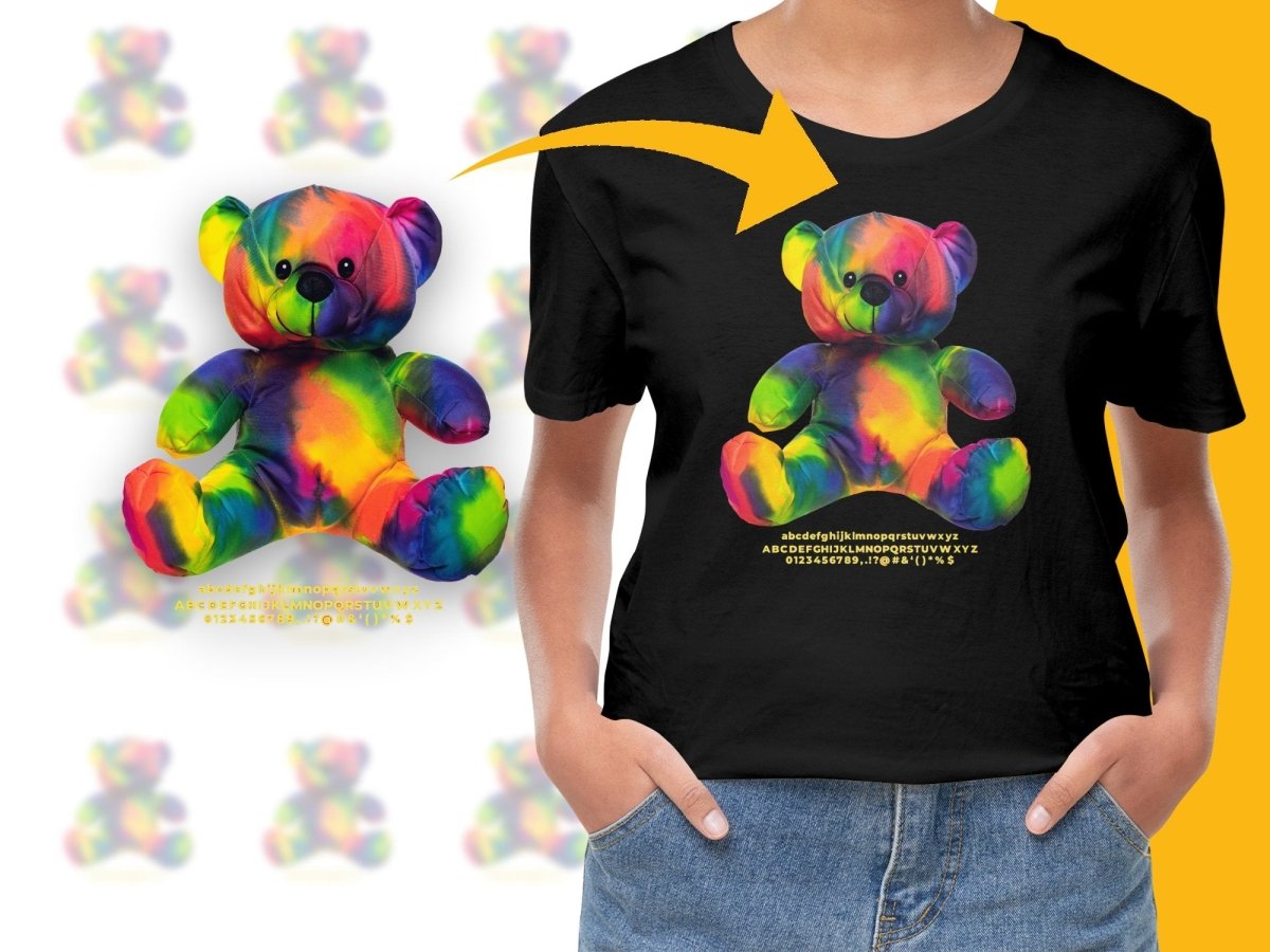 Rainbow Tie - Dye Teddy Bear Graphic Design Art PNG File - Teepew