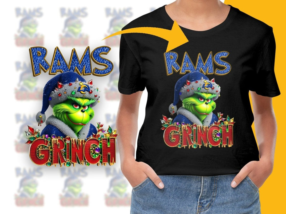 Rams Grinch Christmas Themed Blue Santa Hat PNG File - Teepew