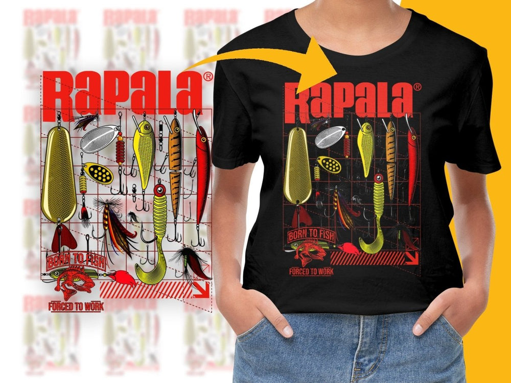 Rapala Fishing Lures Born to Fish Forced to Work PNG File - Teepew