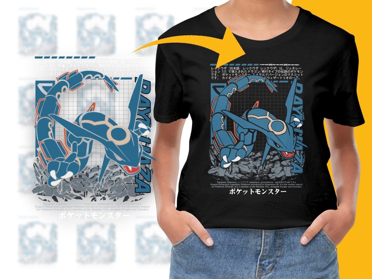 Rayquaza Legendary Dragon Themed Graphic PNG File - Teepew