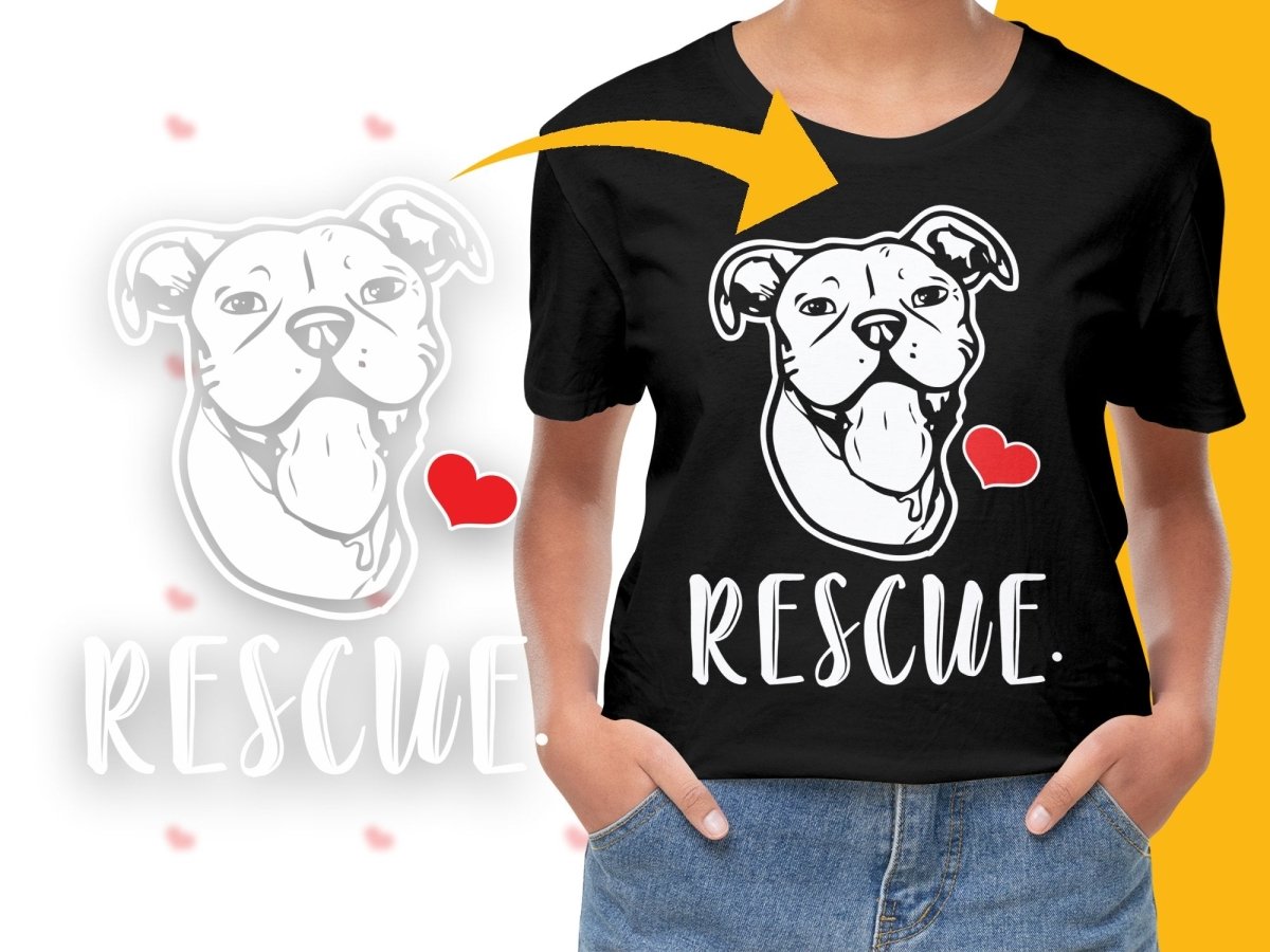 Rescue Pitbull Love Heart Graphic Design PNG File - Teepew