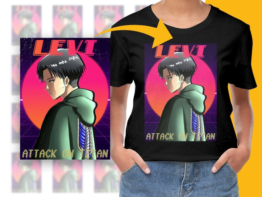 Retro Anime Poster Levi Ackerman Fan Art Digital - Teepew