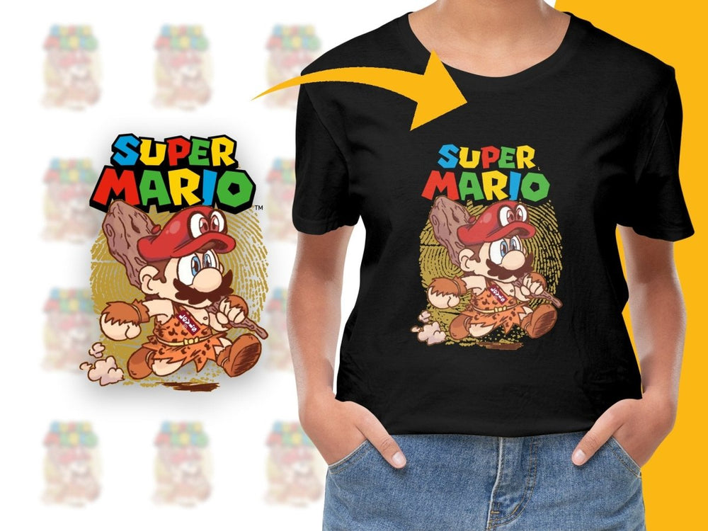Retro Caveman Style Super Mario Graphic PNG File - Teepew