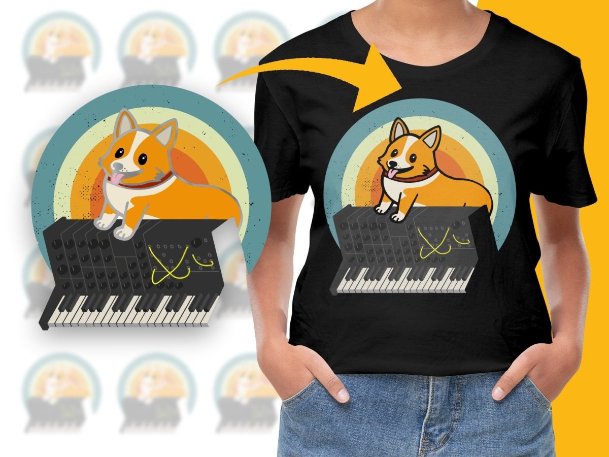 Retro Corgi Dog Playing Synthesizer Graphic PNG File - Teepew