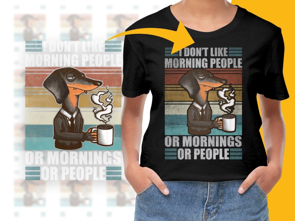 Retro Dachshund with Coffee Mug Graphic PNG File - Teepew