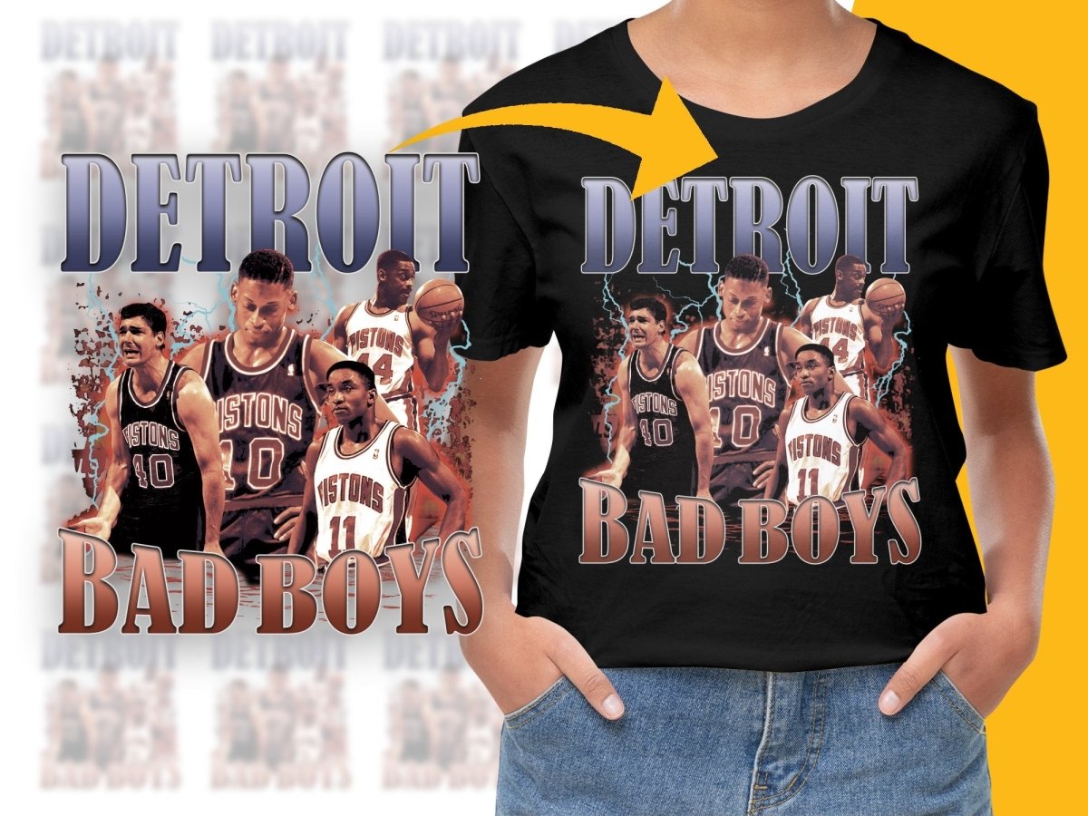 Retro Detroit Pistons Bad Boys Basketball Legends Bootleg Graphic PNG File - Teepew