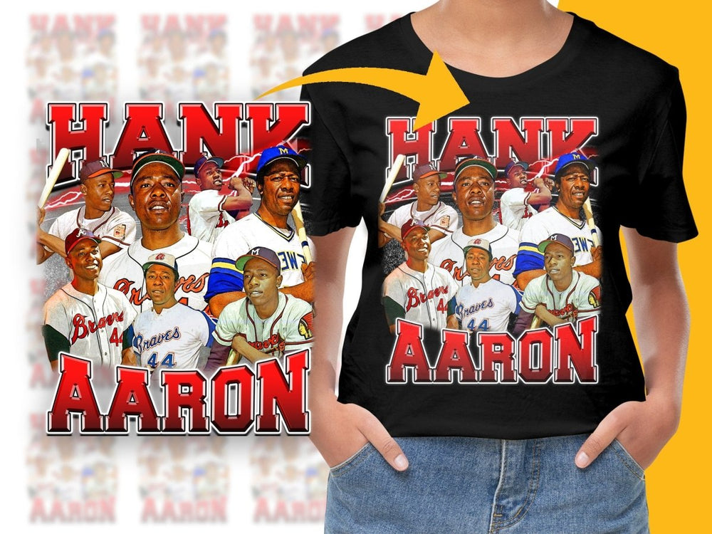 Retro Hank Aaron MLB Baseball Bootleg Graphic PNG File - Teepew
