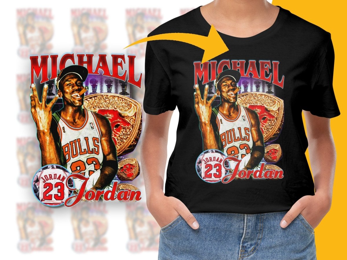 Retro Michael Jordan 23 Bulls Bootleg Style PNG File - Teepew