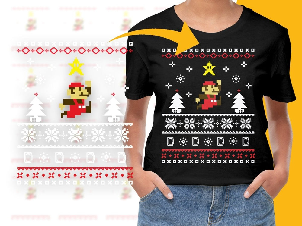 Retro Pixel Mario Christmas Themed Festive PNG File - Teepew