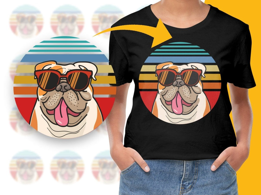 Retro Style Cool Bulldog Wearing Sunglasses PNG File - Teepew