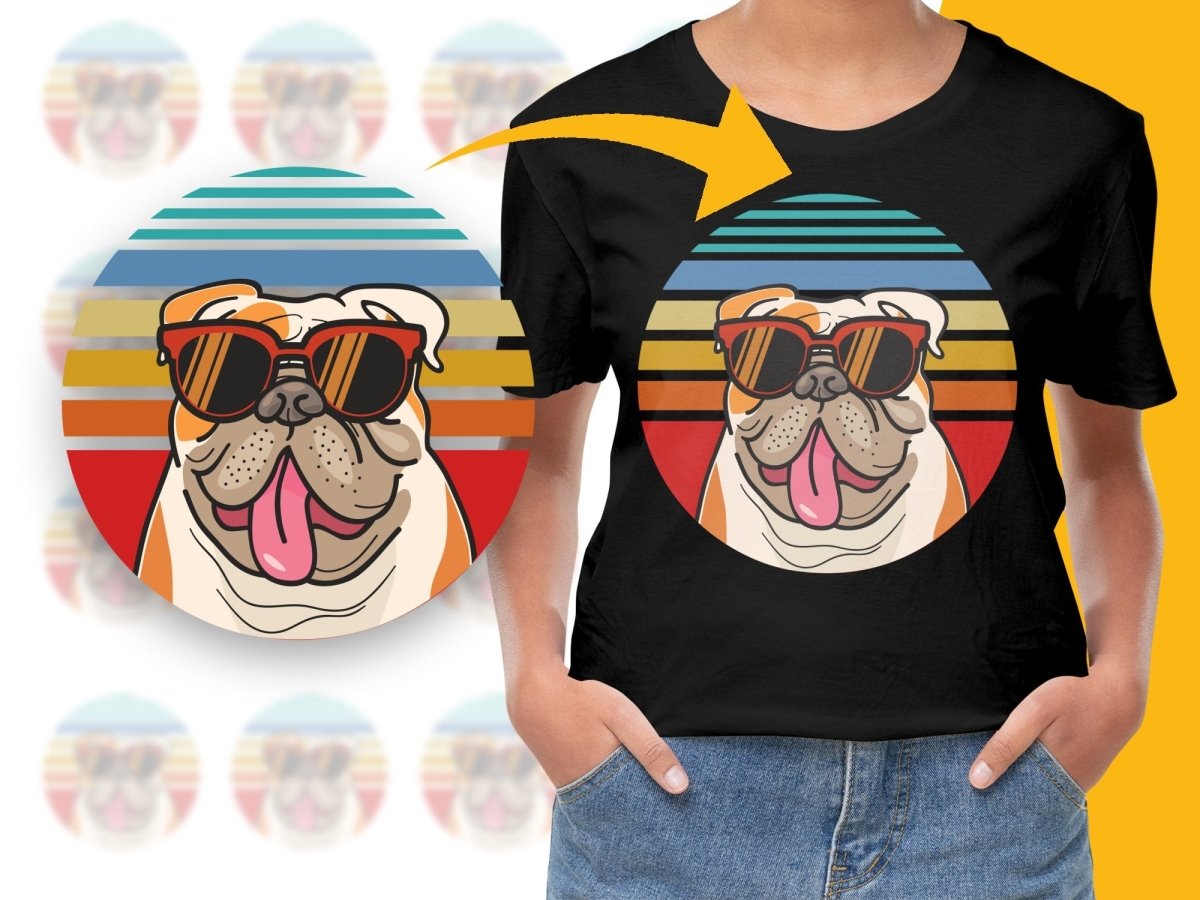 Retro Style Cool Bulldog Wearing Sunglasses PNG File - Teepew