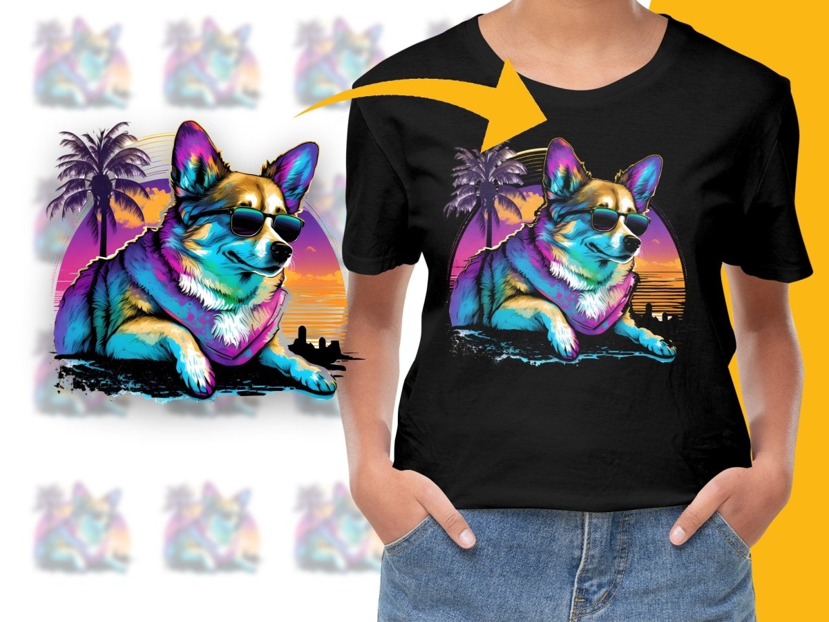Retro Sunset Corgi Wearing Sunglasses Graphic PNG File - Teepew
