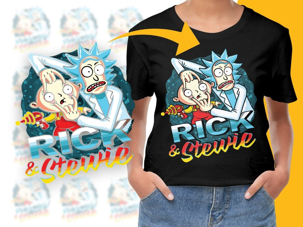 Rick & Stewie Humor Graphic Tee Cartoon PNG File - Teepew