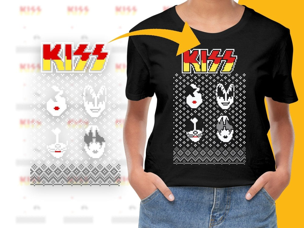Rock Band KISS Character Faces Ugly Christmas PNG File - Teepew