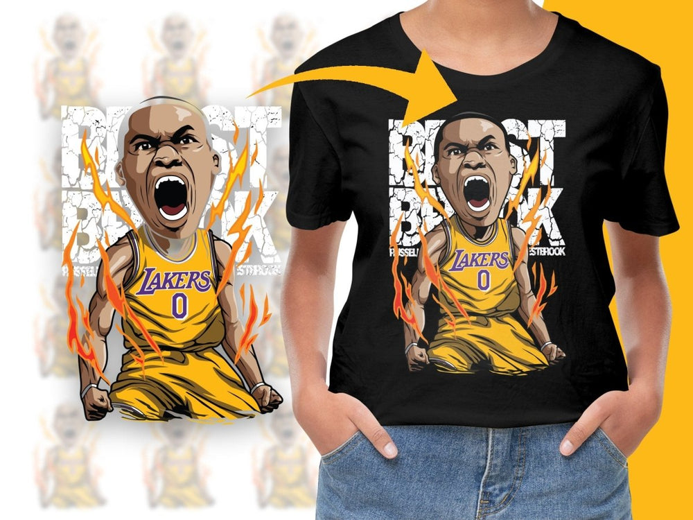 Russell Westbrook Fierce Lakers Player Basketball PNG File - Teepew